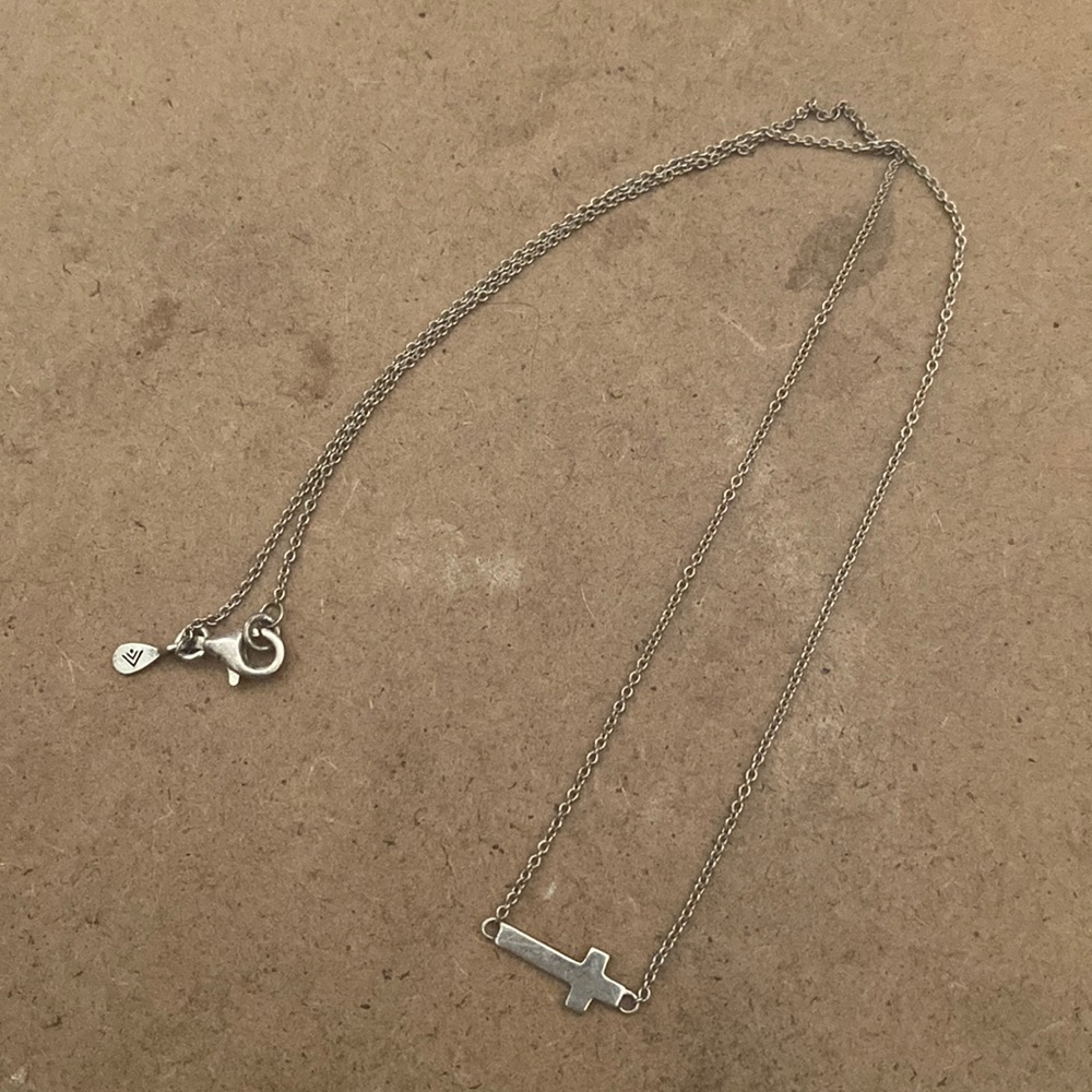 925 Sterling Silver Sideways Cross Necklace